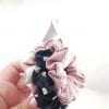 Scrunchie komplet staro roza, črna pike